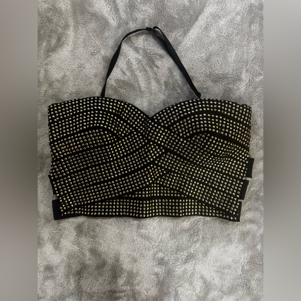 Black and Gold Studded Bustier